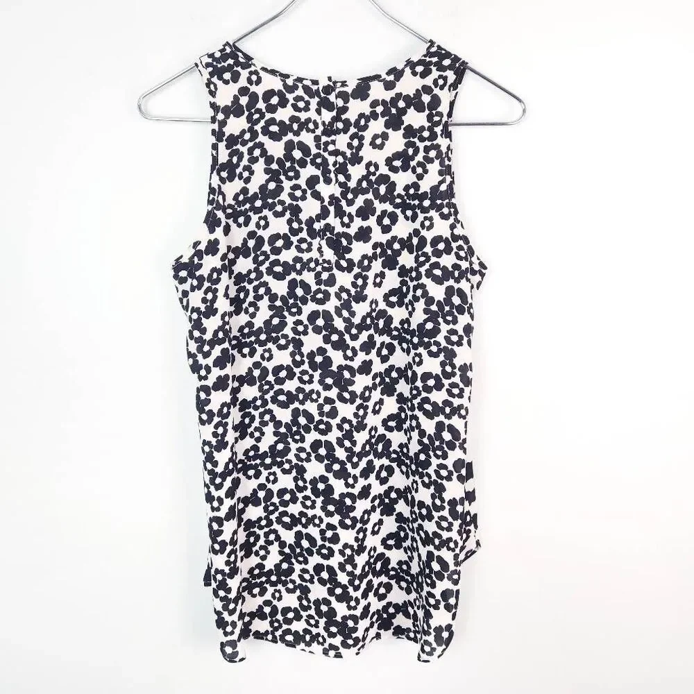 LOFT High Low Black White Floral Semi-Sheer Sleeveless Flowy Blouse Top Small - Picture 7 of 8